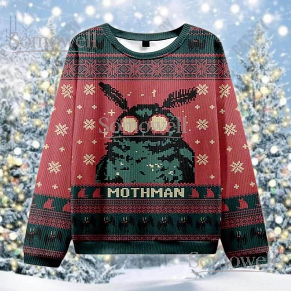 Mothman Ugly Christmas Sweater Funny Cryptid Monster Holiday Gift