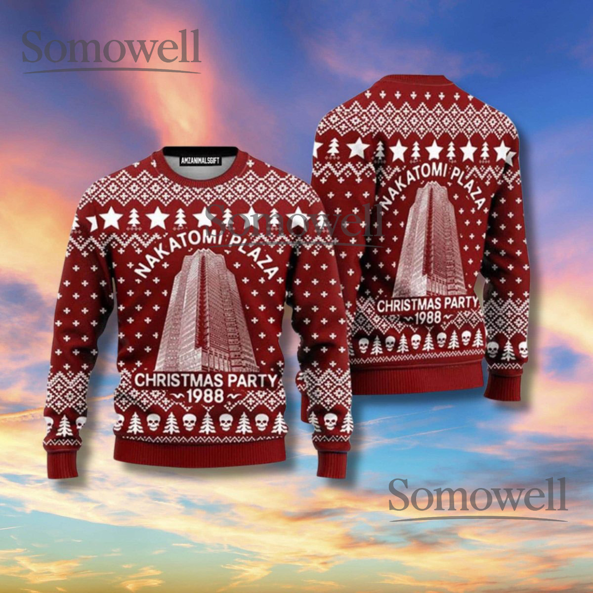 Nakatomi Plaza Christmas Party 1988 Ugly Christmas Sweater Red Unisex Knit