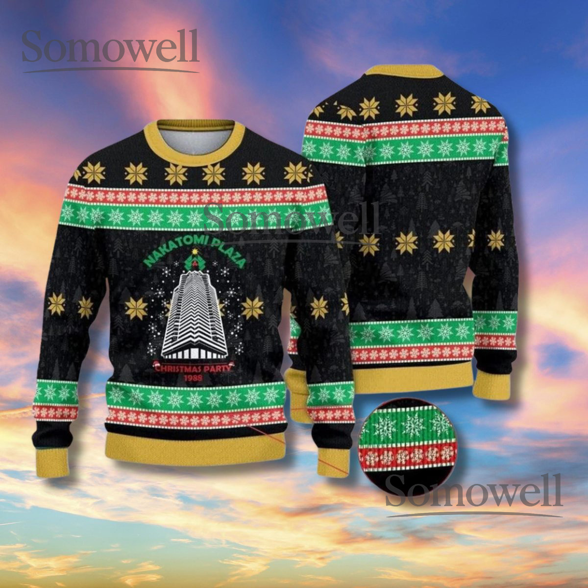 Nakatomi Plaza Christmas Party 1988 Ugly Christmas Sweater Unisex Holiday Movie Jumper