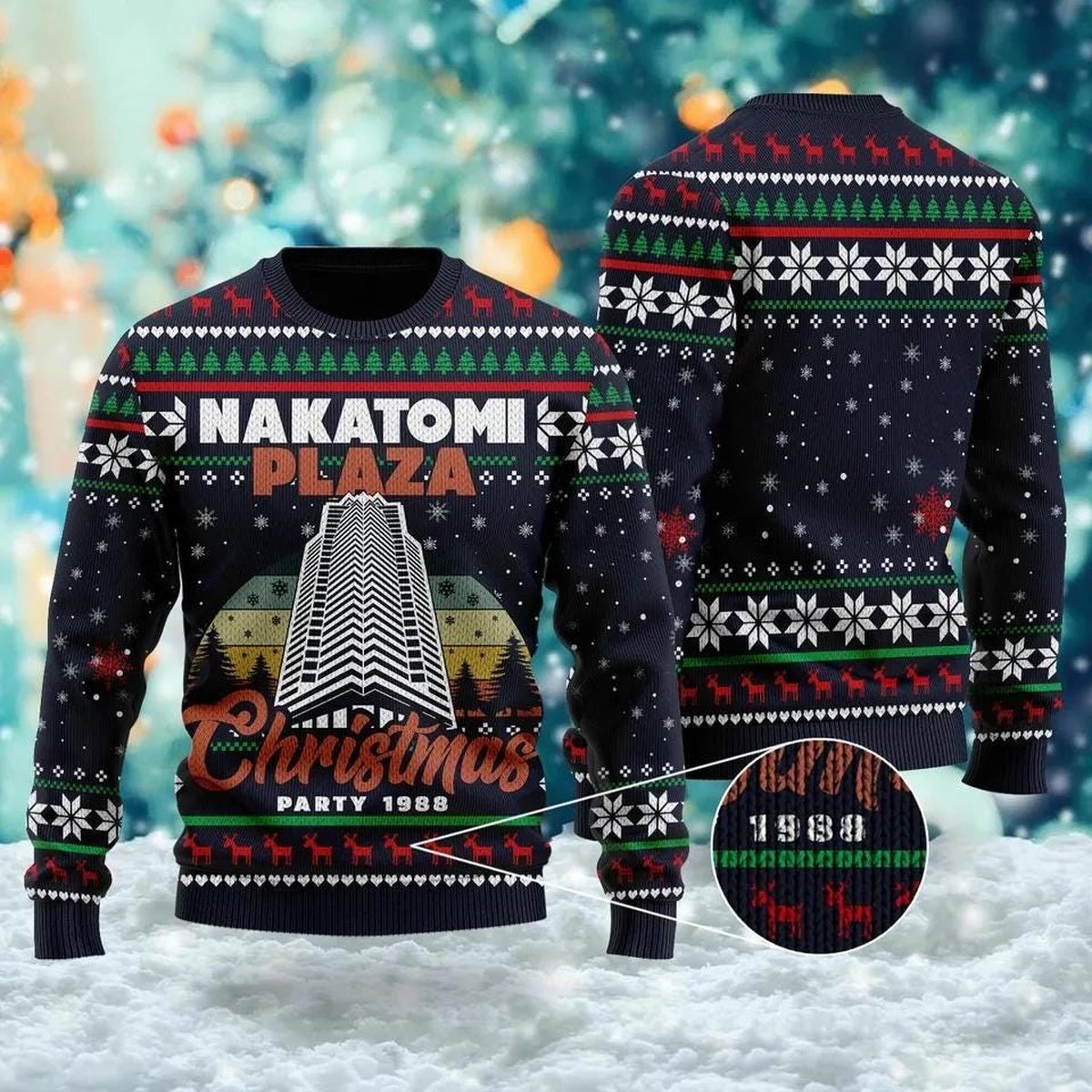 Nakatomi Plaza Christmas Party 1988 Ugly Christmas Sweater Holiday Knit Gift