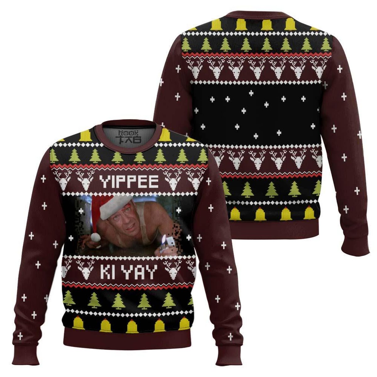 Nakatomi Plaza Yippee Ki Yay Ugly Christmas Sweater Funny Die Hard Movie Holiday Jumper