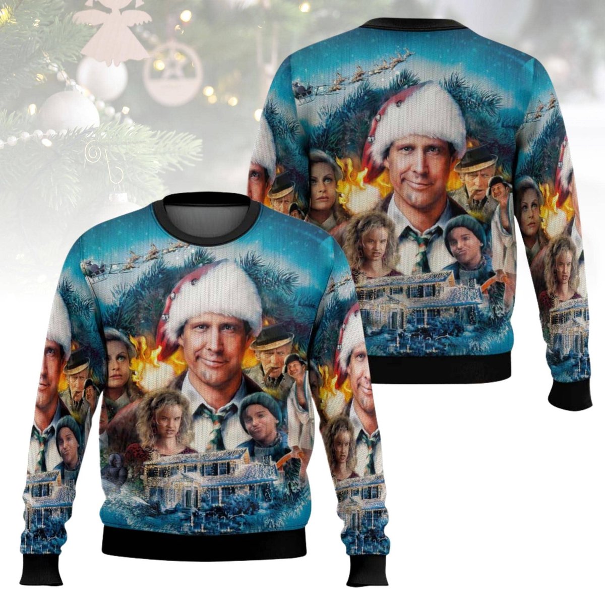 National Lampoon Christmas Vacation All Characters Ugly Christmas Sweater Funny Holiday Gift