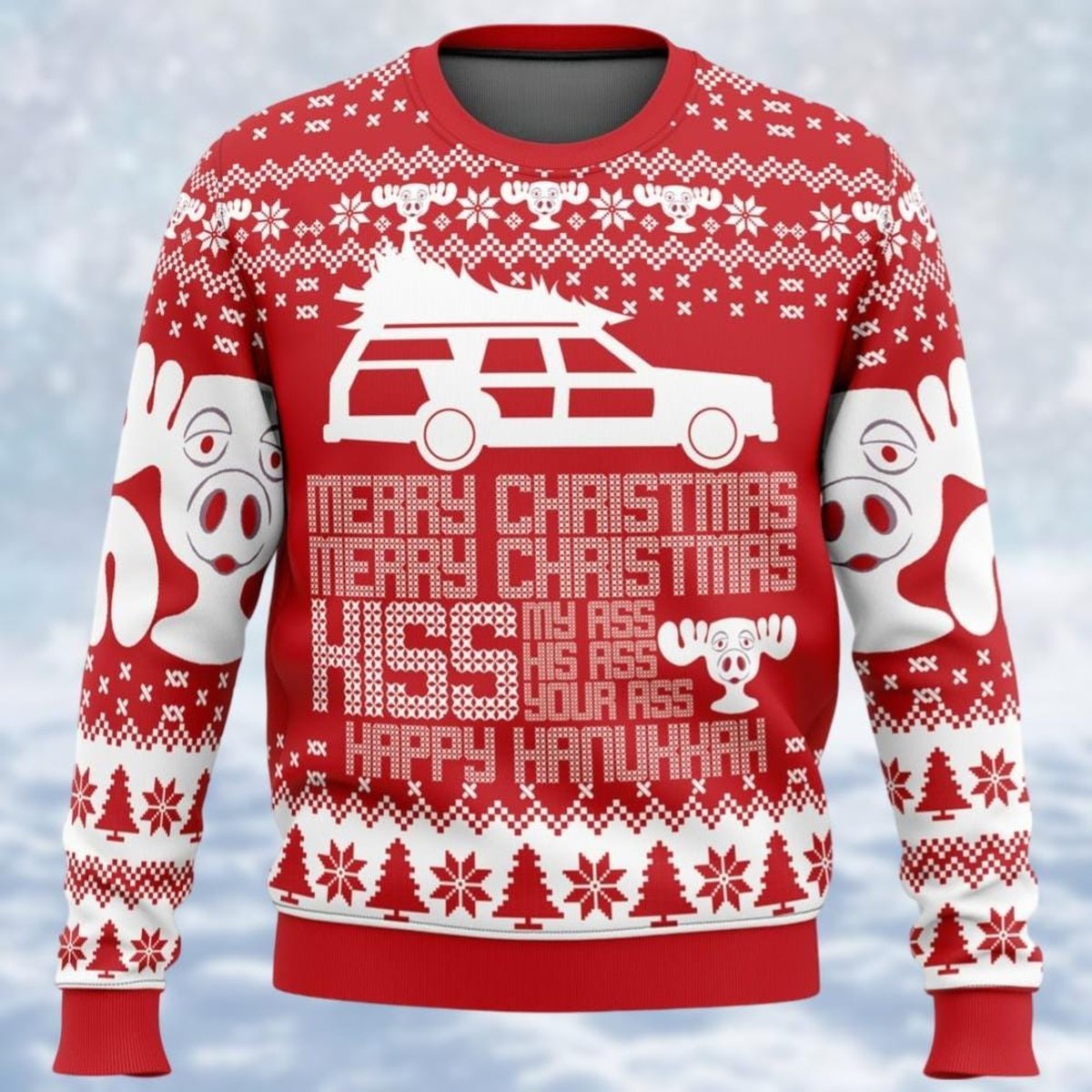 National Lampoon’s Christmas Vacation Red Ugly Sweater Funny Quote Holiday Knit Jumper