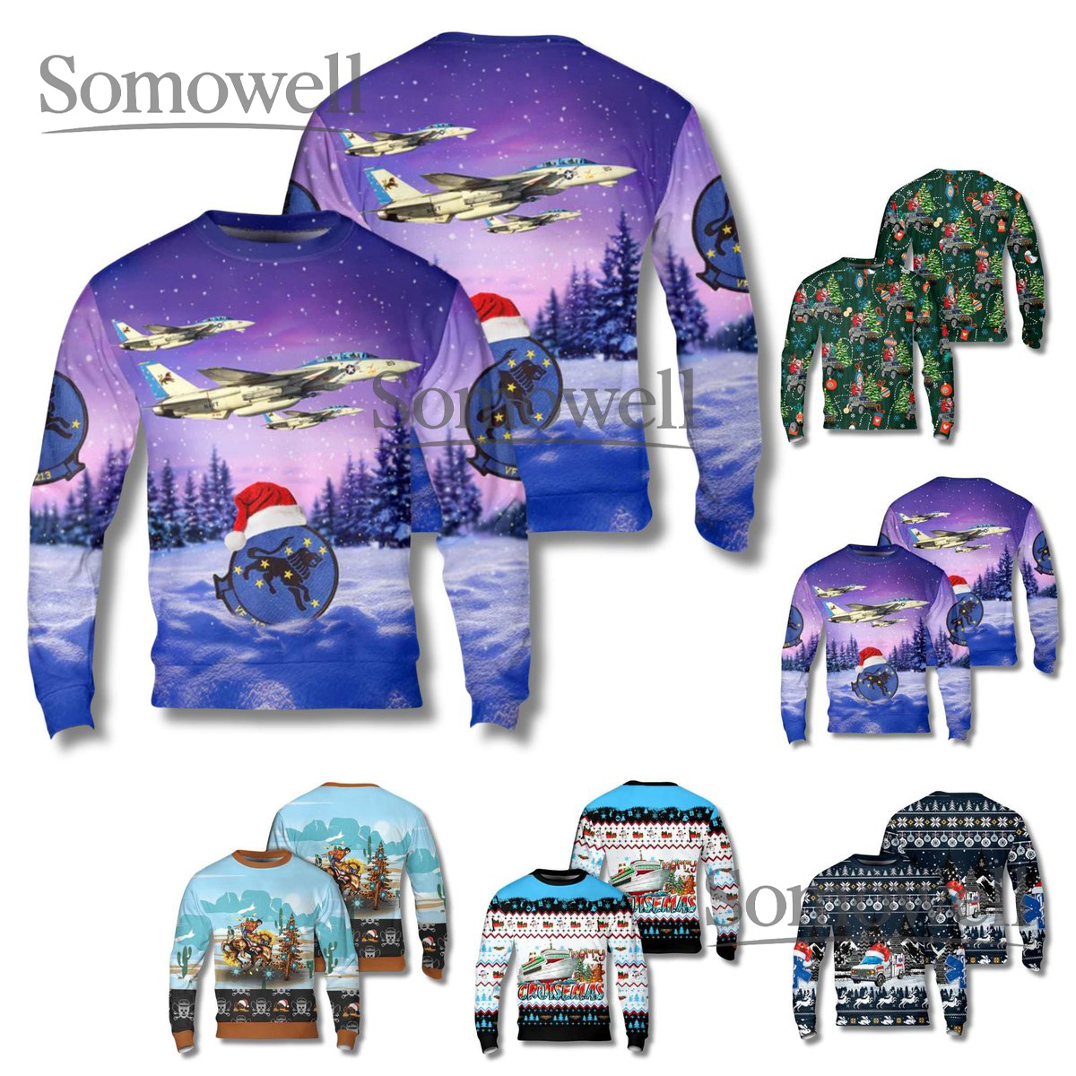 Navy Fighter Jet Christmas Sweater Military Aviation Xmas Pullover