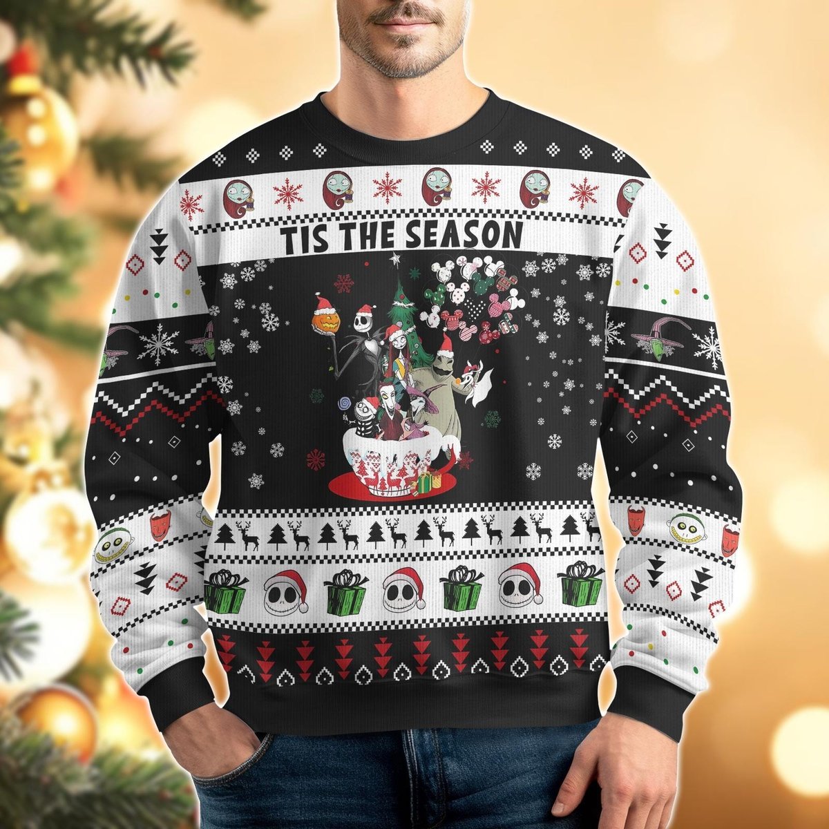 Nightmare Before Christmas Tis The Season Black Ugly Christmas Sweater Funny Holiday Knit