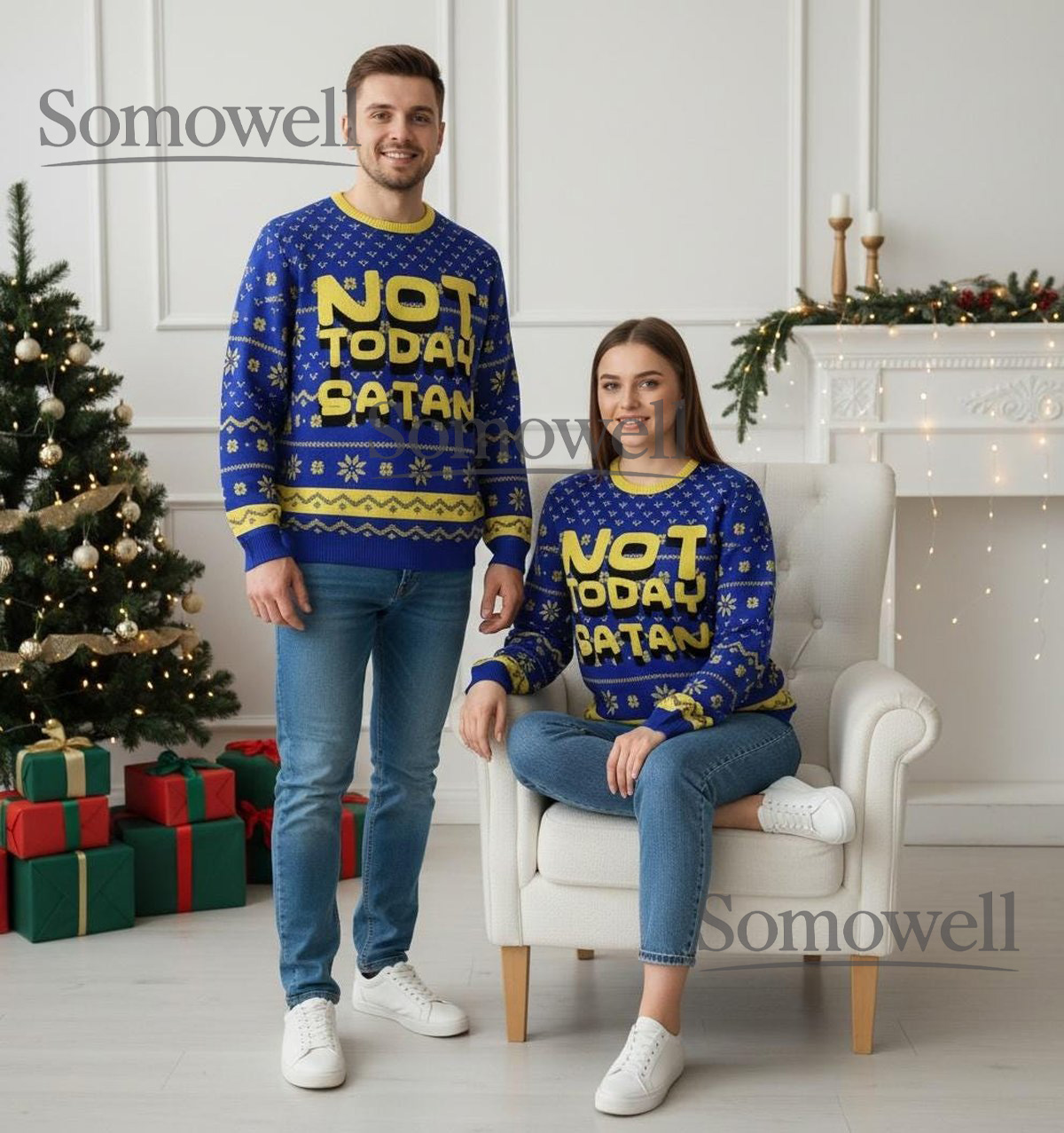 Not Today Satan Christmas Ugly Sweater