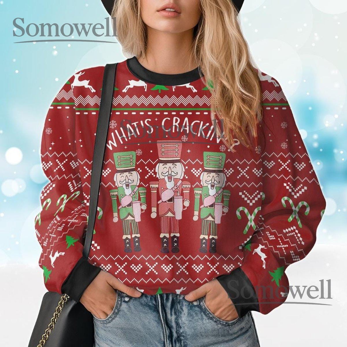Nutcracker Red Ugly Christmas Sweater Cute What’s Cracking Funny Holiday Knit Jumper