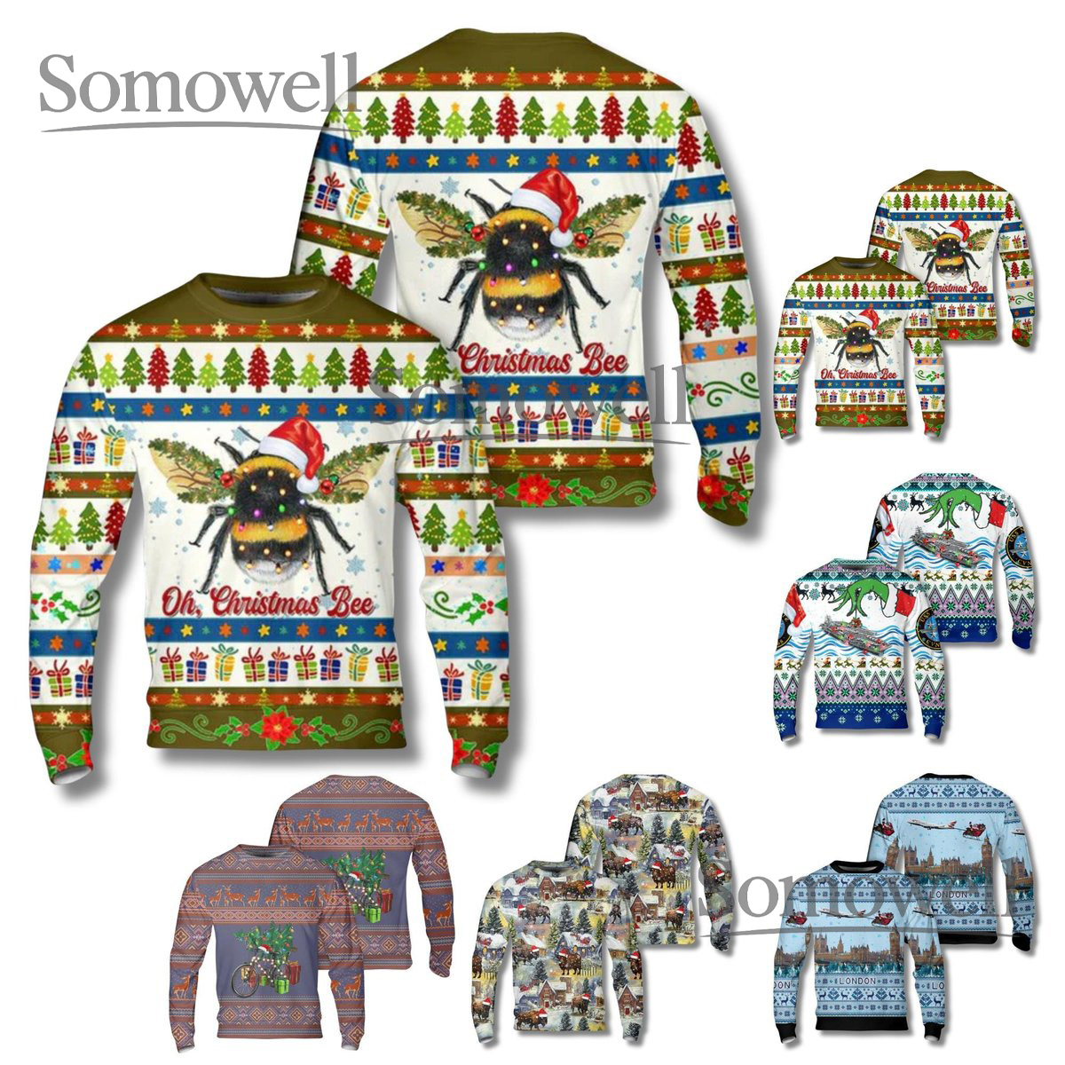 Oh Christmas Bee Sweater Funny Ugly Holiday Knit Gift for Bee Lovers