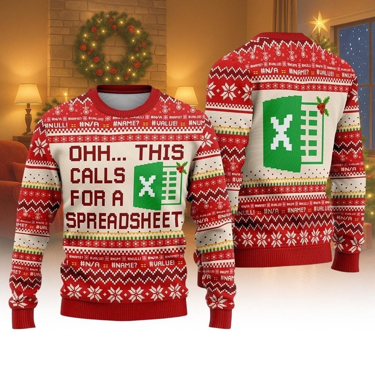 Microsoft Excel Funny Red Ugly Christmas Sweater Ohh This Calls For A Spreadsheet Knit Jumper