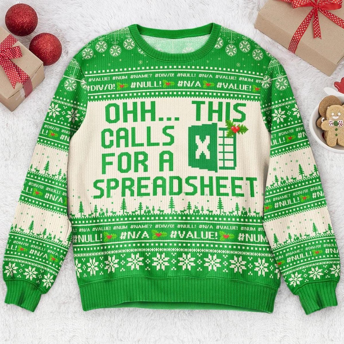 Ohh This Calls For A Spreadsheet Ugly Christmas Sweater Holiday Knit Gift