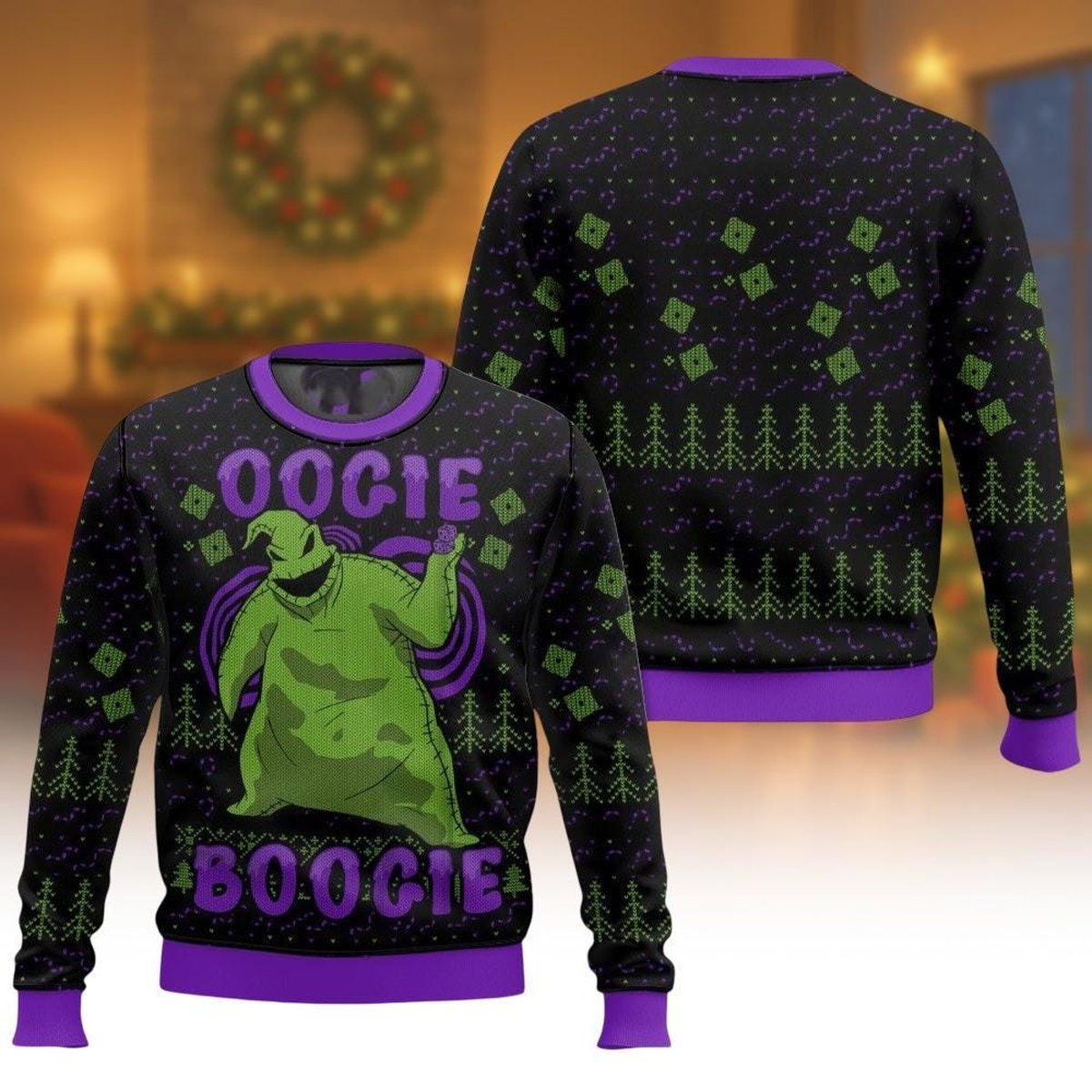 Oogie Boogie Christmas Black Ugly Sweater Funny Nightmare Character Holiday Knit Jumper