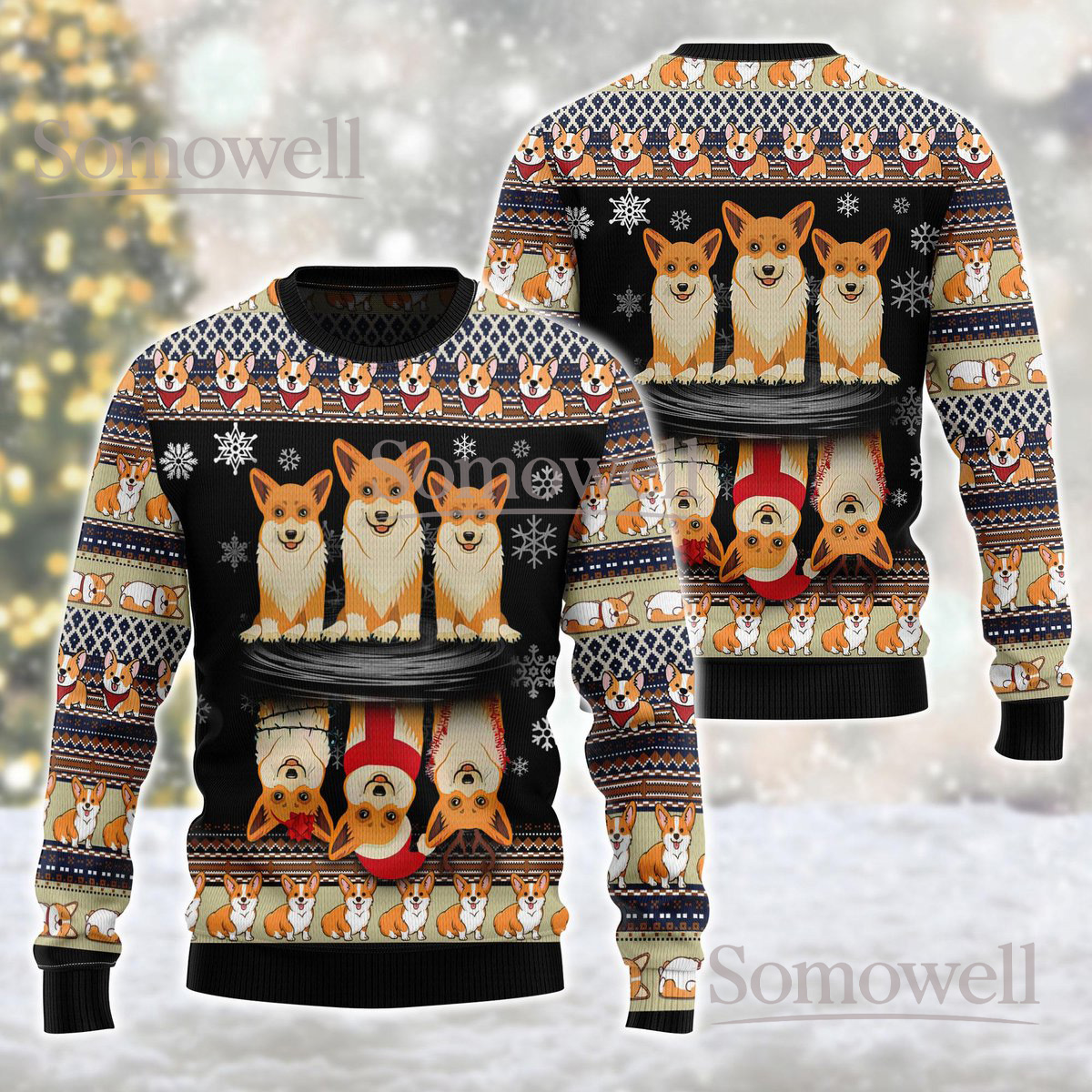 Corgi Squad Ugly Christmas Sweater Funny Dog Lover Holiday Knit Jumper Gift