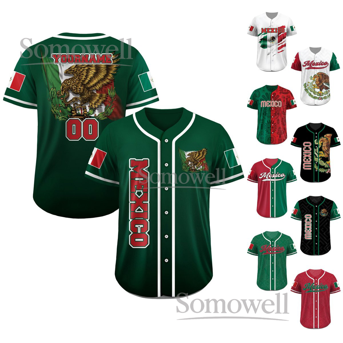 Personalization Baseball Jersey Mexico Custom Name Number for Fans Available in Multiple Colors