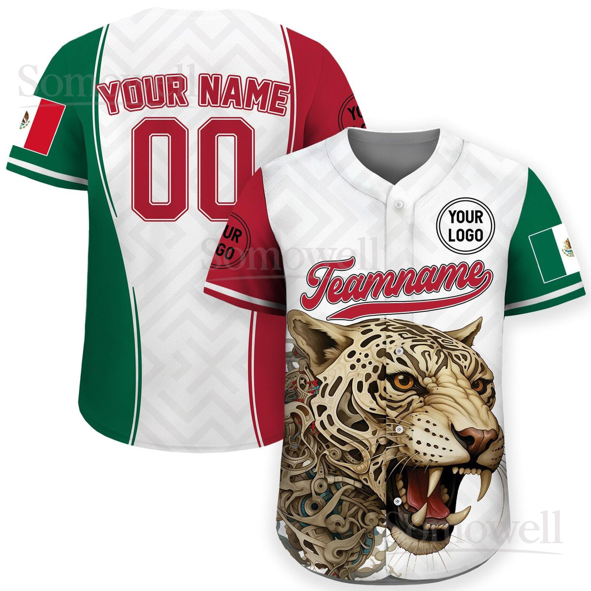 Custom Mexico Baseball Jersey Shirt for Men Women and Fans Personalized Flag Design with Name and Number Option