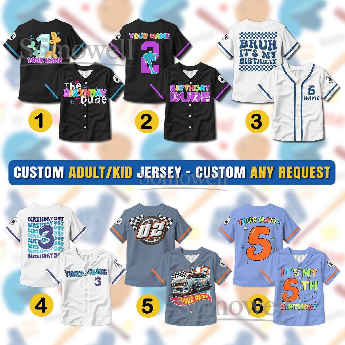 Personalized Birthday Baseball Jersey Custom Age and Name Shirt for Youth Kids Party Gift Edition