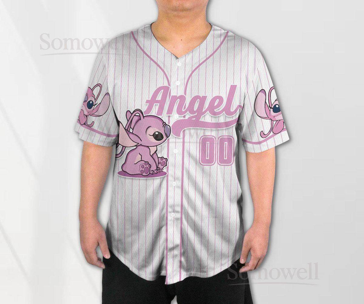 Personalized Angel Baseball Shirt Custom Name Jersey Cartoon Birthday Gift