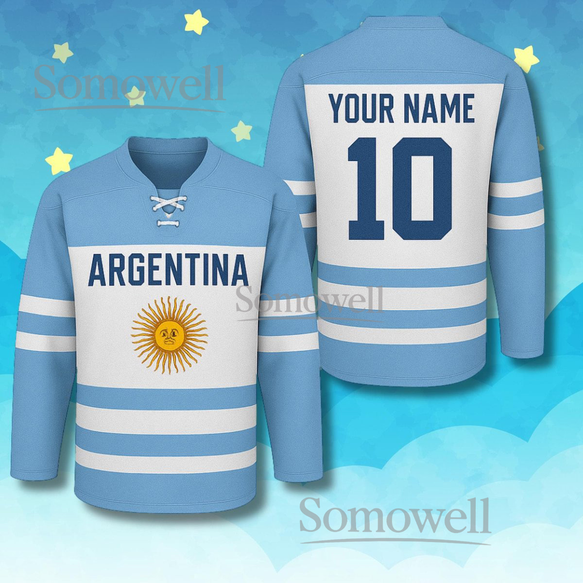Personalized Argentina Hockey Jersey Shirt Custom Name National Flag Gift