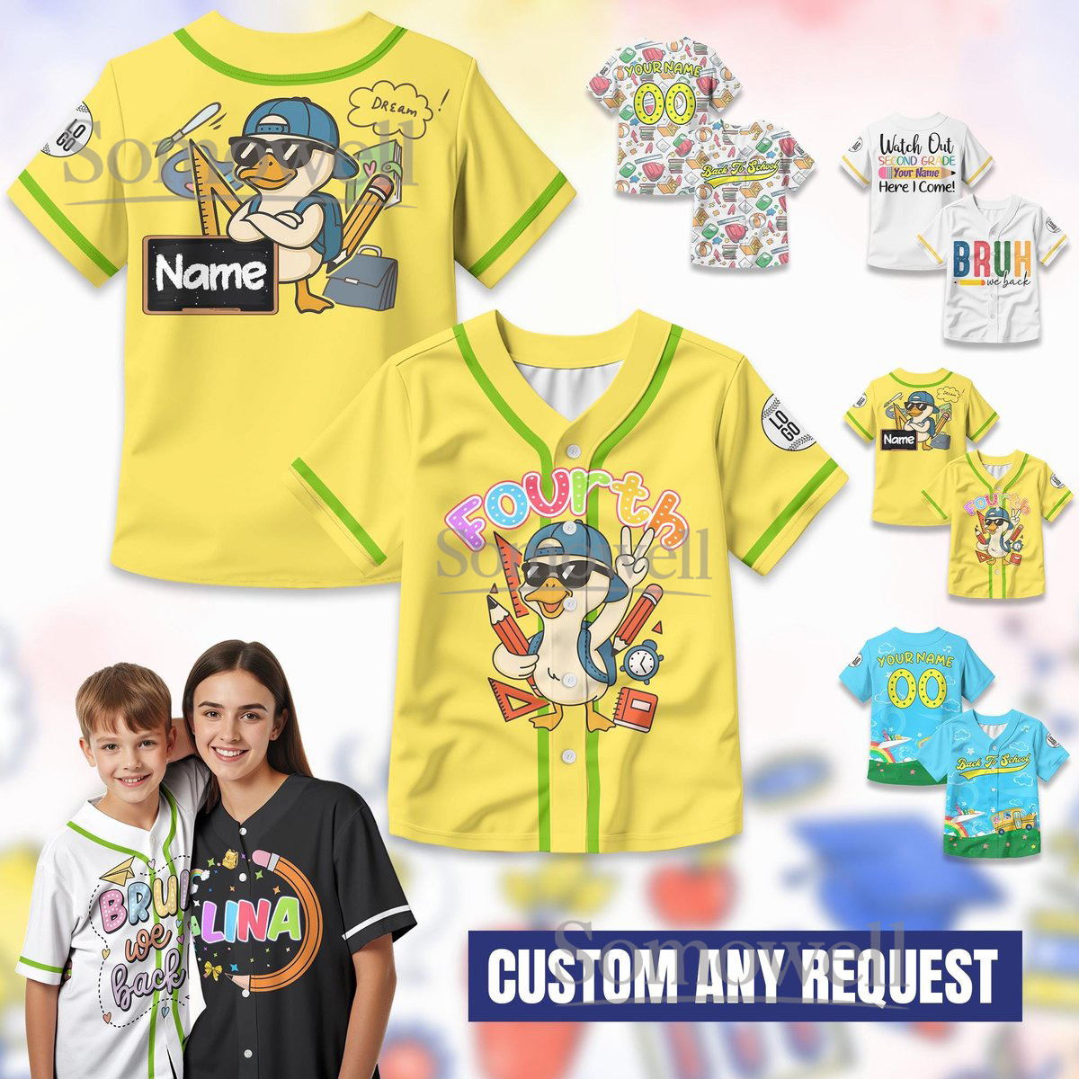 Personalized Back to School First Day of School Baseball Jersey for Kids and Adults