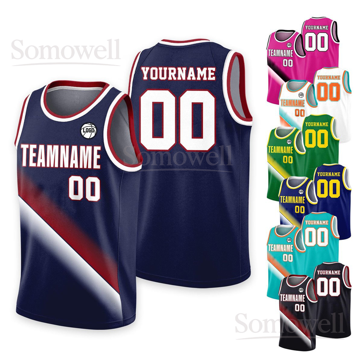 Personalized Basketball Jersey Custom Team Name Number Sleeveless Sports Tank Top for Men Women Multi Color Edition