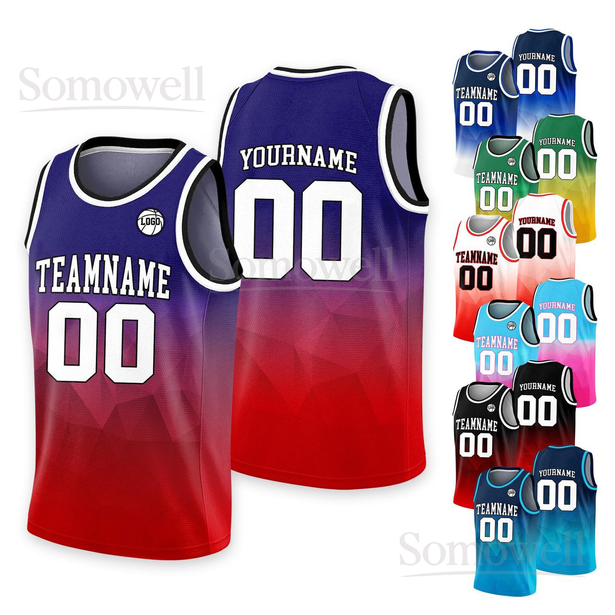 Personalized Basketball Jersey Tank Top Team Name Number Logo For Adult Kid Youth Multi Color Edition