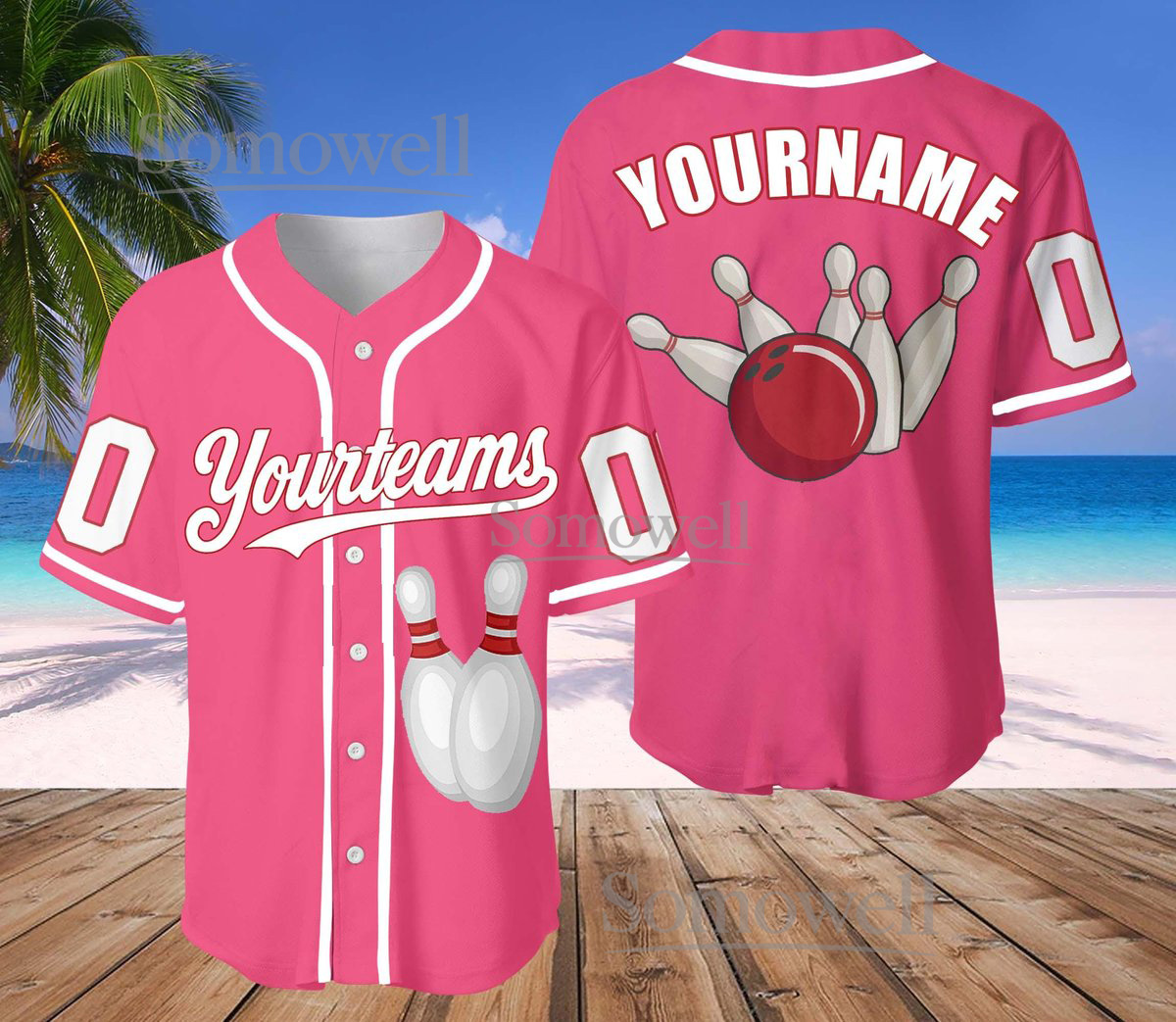 Personalized Christmas Baseball Jersey with Santa and Trees for Family