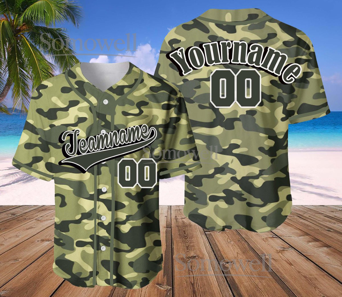 Personalized Camo Baseball Jersey with Team Name and Number Custom Sports Gear