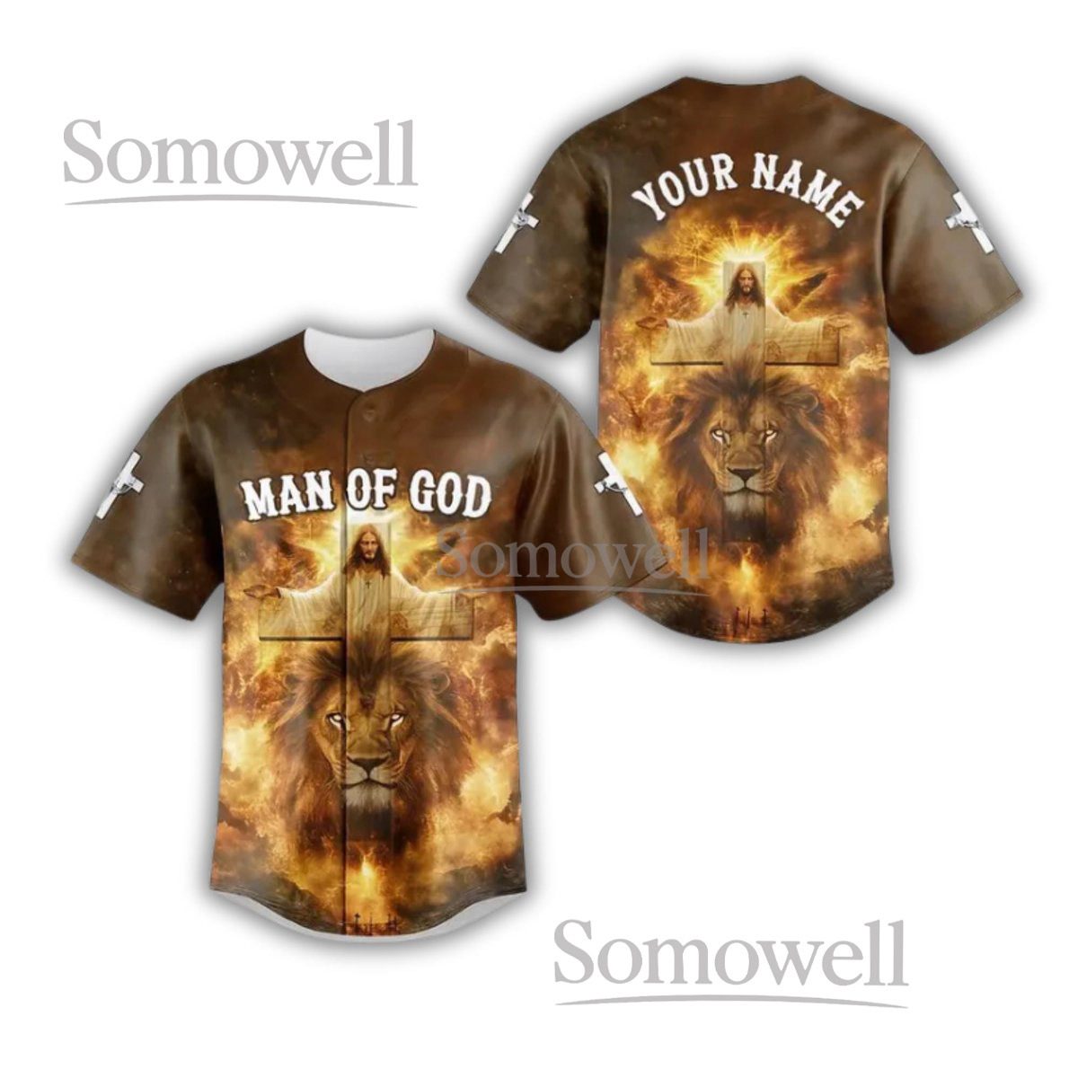 Personalized Christian Baseball Jersey Shirt Jesus Lion Man of God Faith Gift