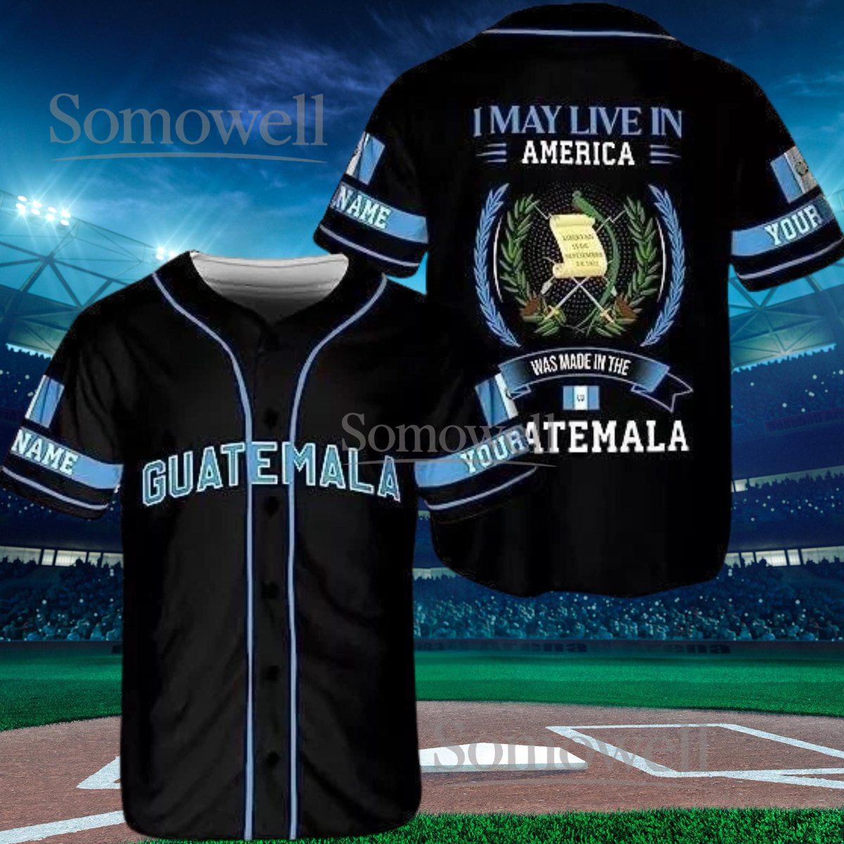 Personalized Guatemala Baseball Jersey, Custom Flag Team Name, I May Live in America