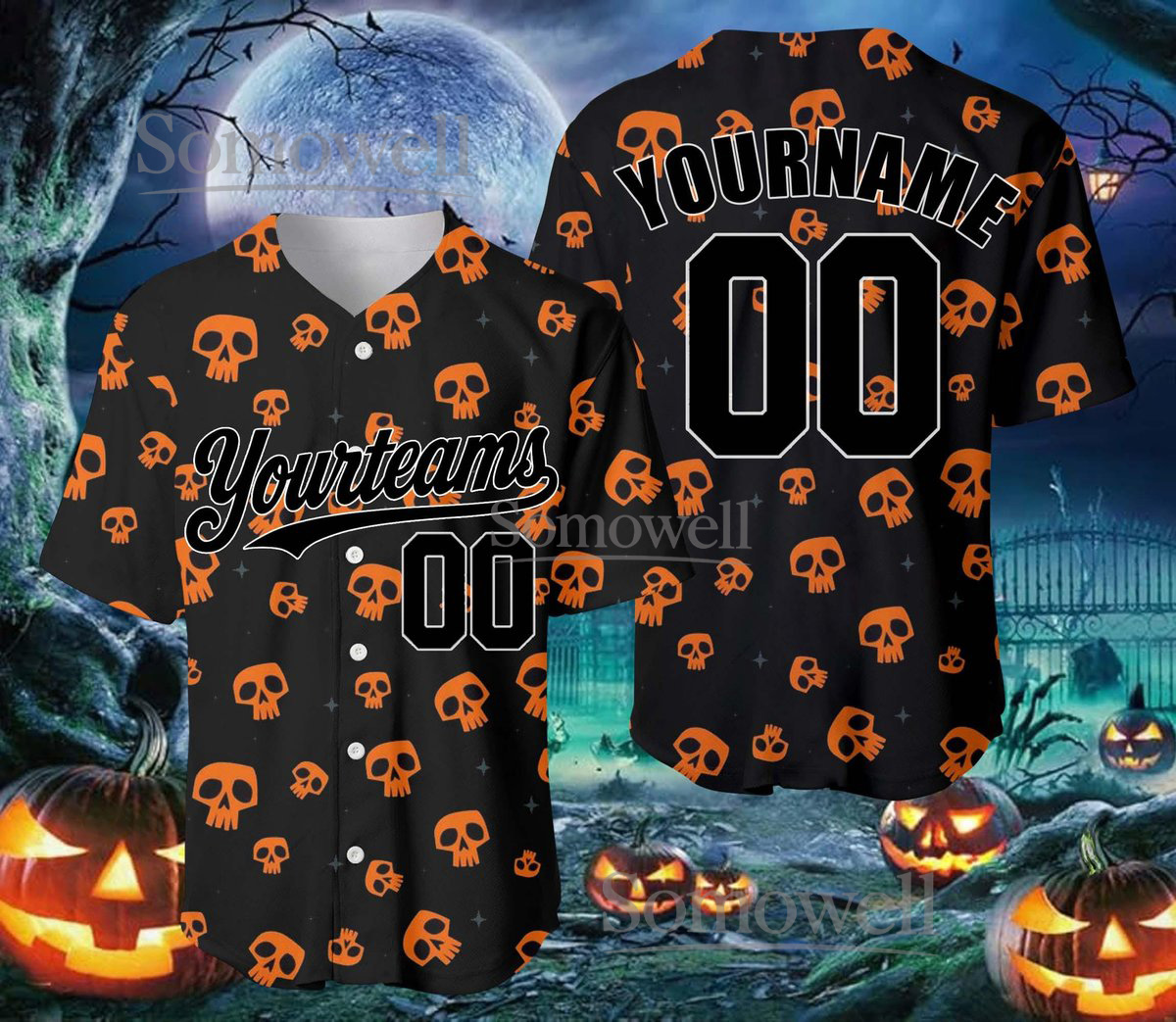 Personalized Halloween Horror Baseball Jersey, Custom Team Name & Number, Horror Fans Gift, Unique Design