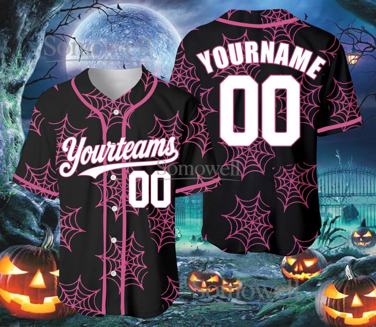 Personalized Halloween Pumpkin Baseball Jersey with Team Name and Number for Customization
