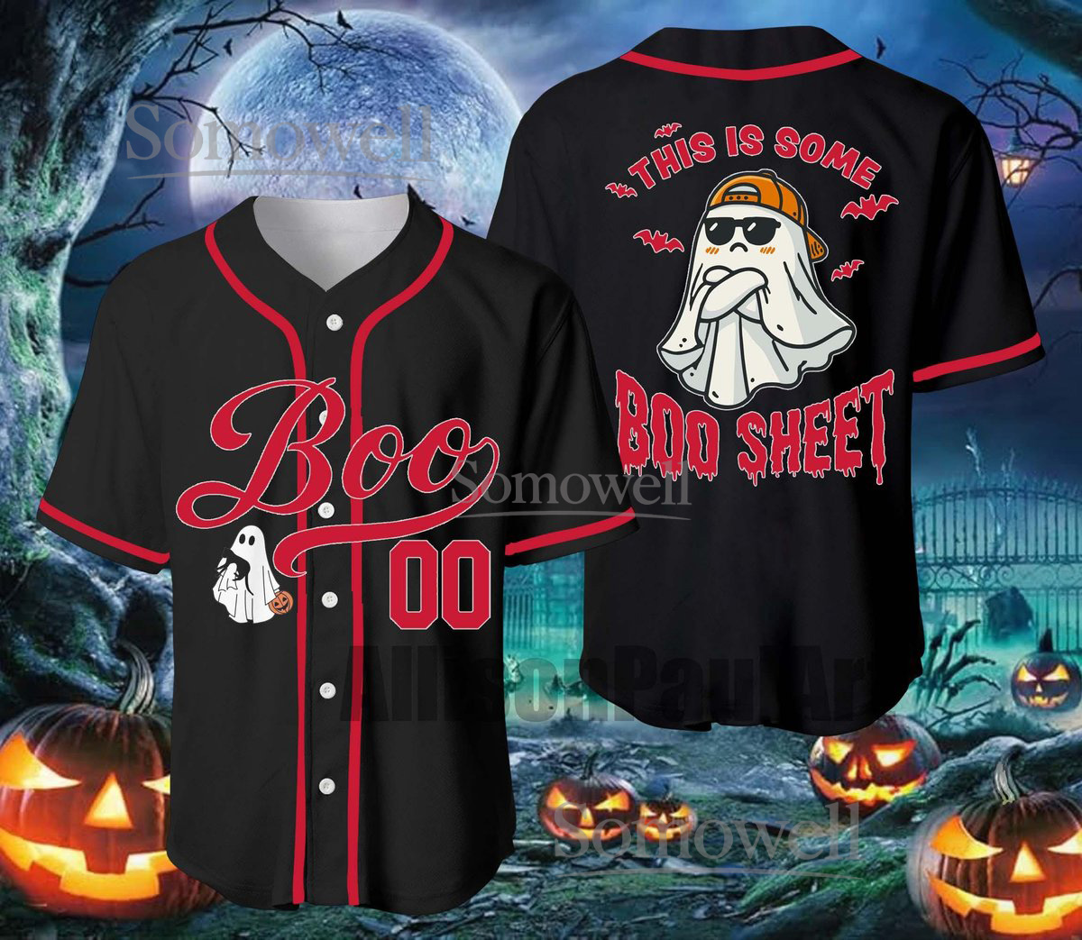 Custom Halloween Ghost Baseball Jersey Boo Funny Edition Available in Multiple Colors