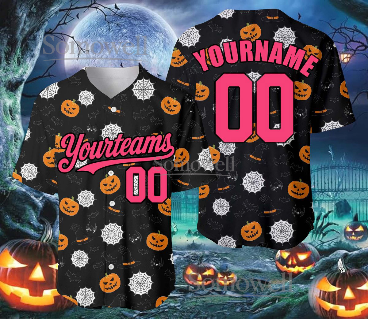 Personalized Halloween Pumpkin Baseball Jersey for Spooky Fun and Custom Name