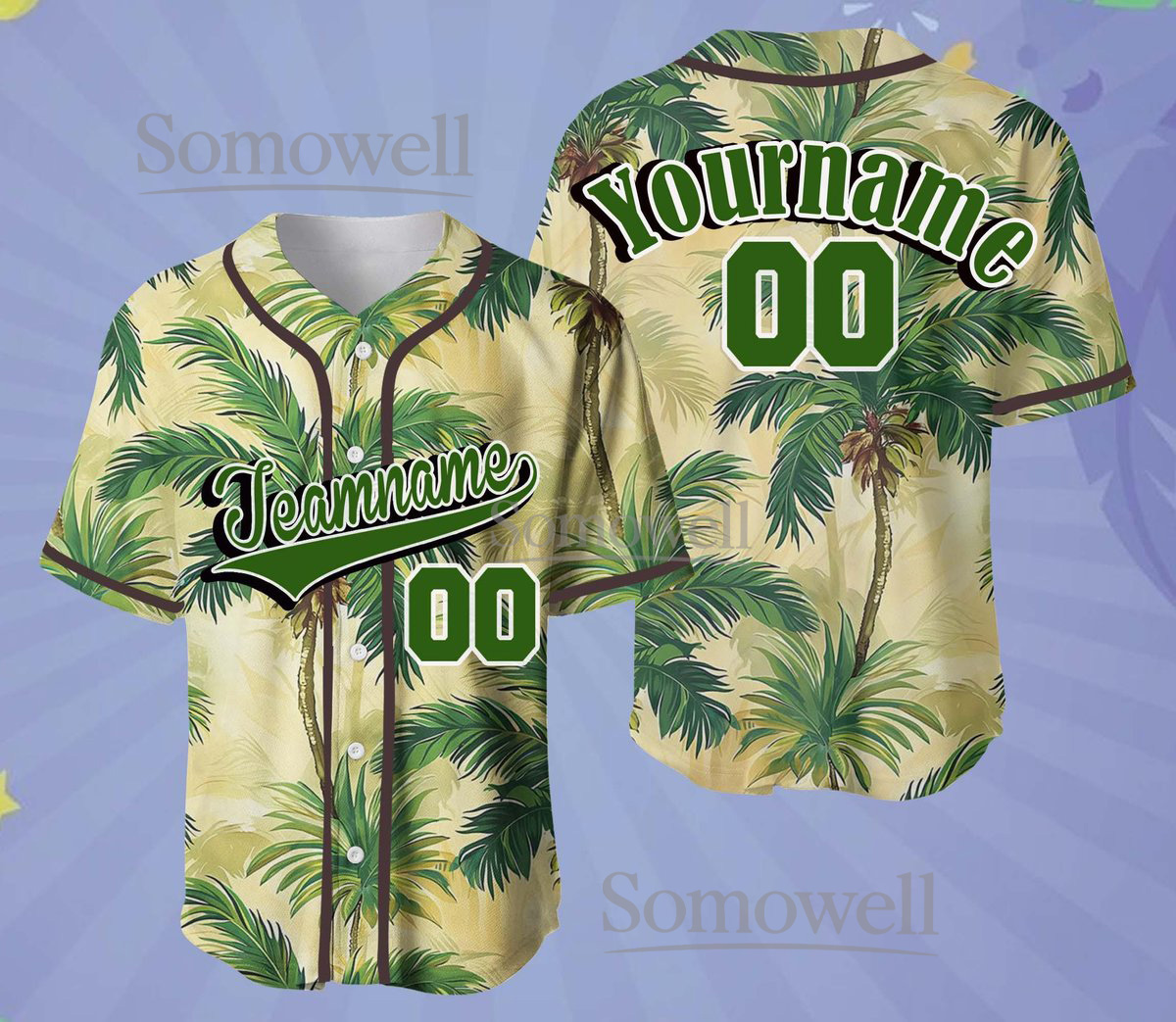 Personalized Hawaiian Baseball Jersey with Team Name Number Custom Tropical Gift