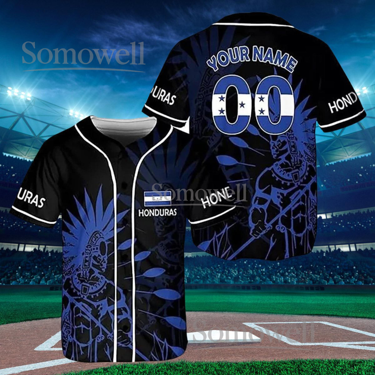 Personalized Honduras Baseball Jersey, Custom Flag Design, Team Name and Number