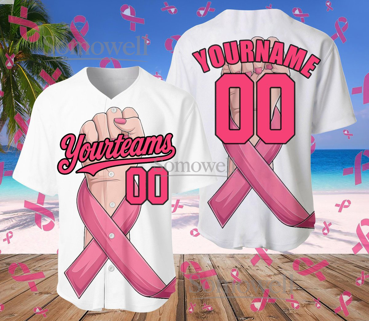 Personalized Hope Breast Cancer Awareness Team Jersey with Custom Name and Number