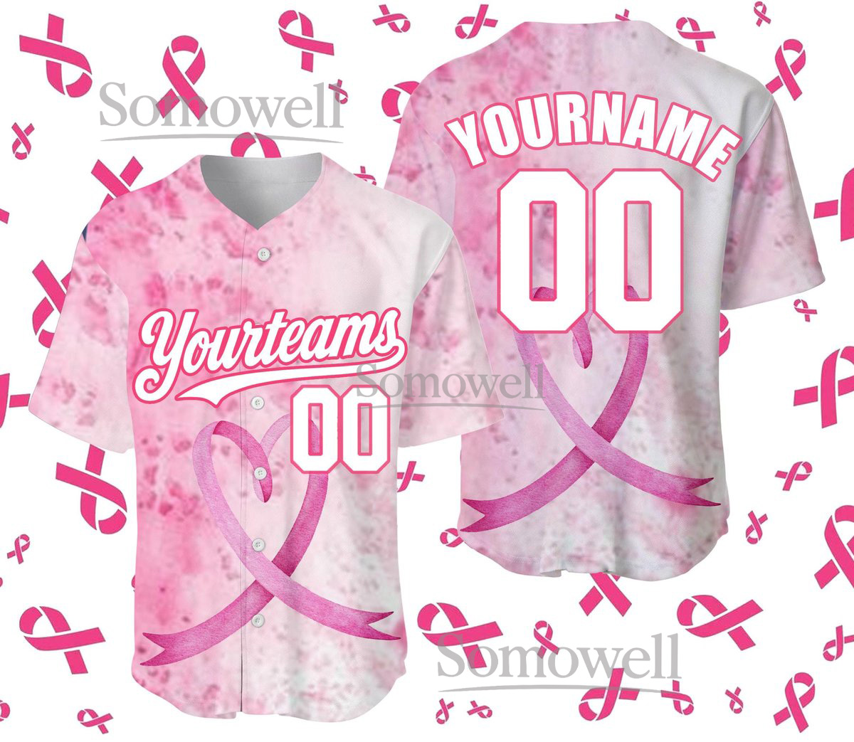 Personalized Hope Breast Cancer Team Jersey for Support with Custom Number and Name