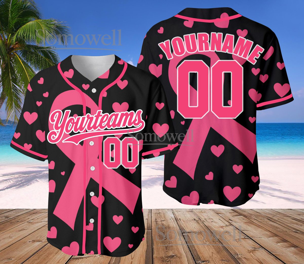 Personalized Hope Breast Cancer Jersey with Custom Name and Number for Awareness