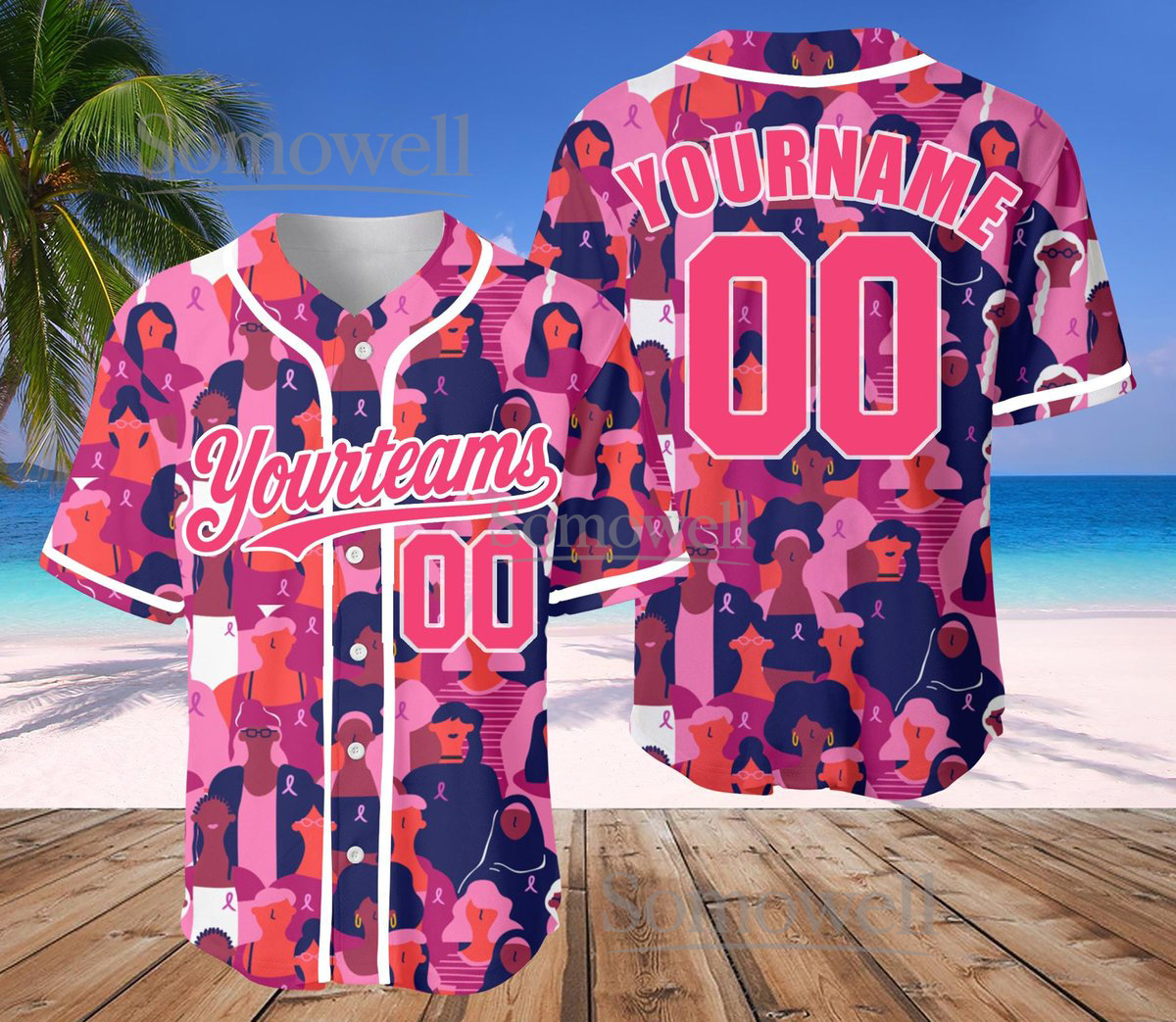 Custom Neon Green and Pink Baseball Jersey for Team or Family
