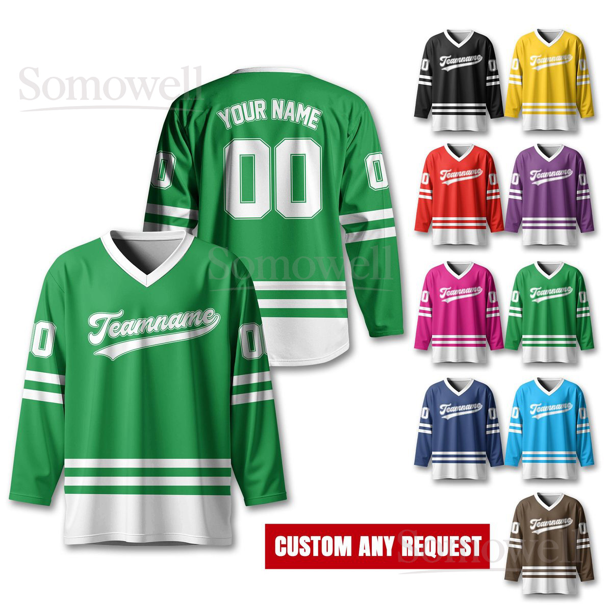 Personalized Ice Hockey Jersey for Men Women Custom Team Name Number Long Sleeve Game Uniform Multi Color Edition