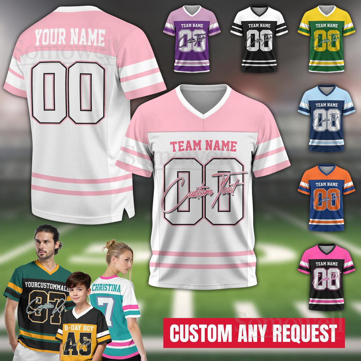 Personalized Jersey with Name Number and Logo for Men Women and Youth Multi Color Edition