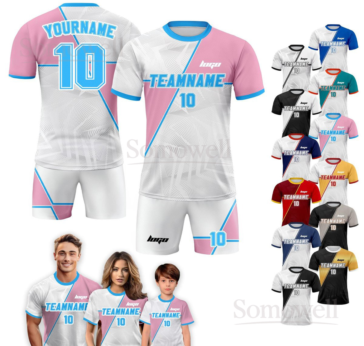 Personalized Jersey with Team Name and Number for Men Women and Youth in Multiple Colors
