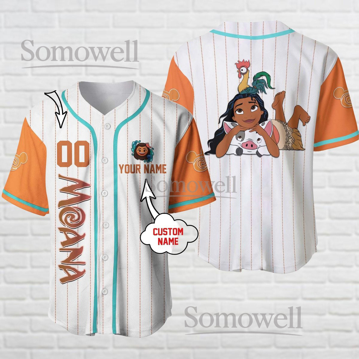 Personalized Moana Baseball Jersey Shirt Tropical Island Princess Custom Name Gift