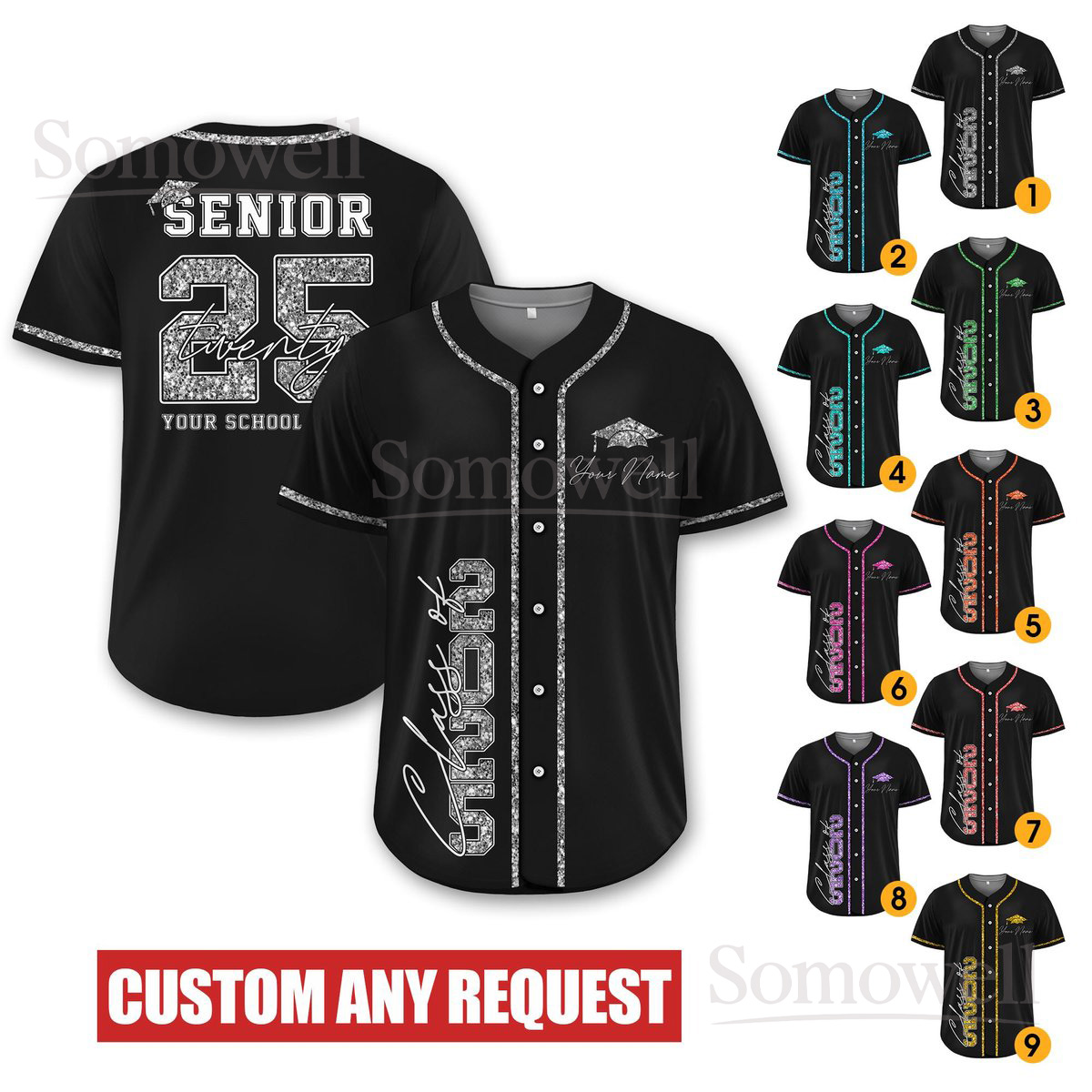 Custom Senior 2025 Baseball Jersey Shirt Personalized Team Name Number Sports Jersey for Men Women Kids