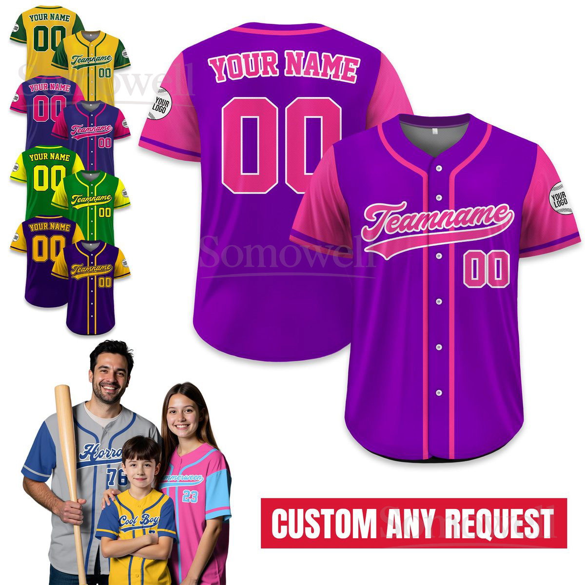 Personalized Team Fan Baseball Jersey Custom Name Number Edition Supporter Uniform for Adults and Kids