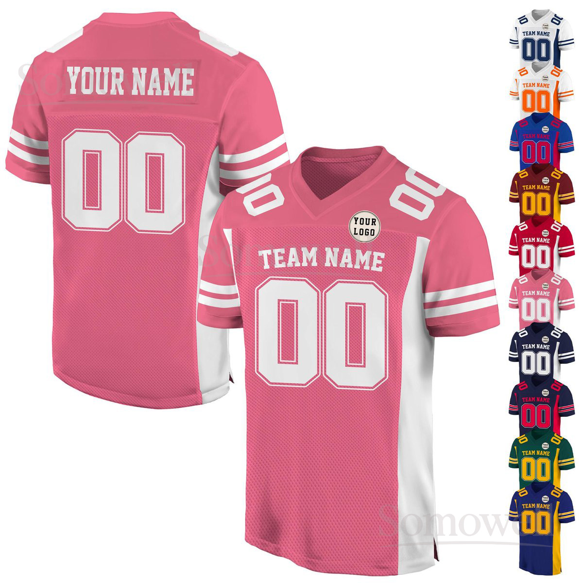 Personalized Team Name and Number Football Jersey Shirt for Adult Youth Preschool Matching Game Day Outfit Multi Color Edition