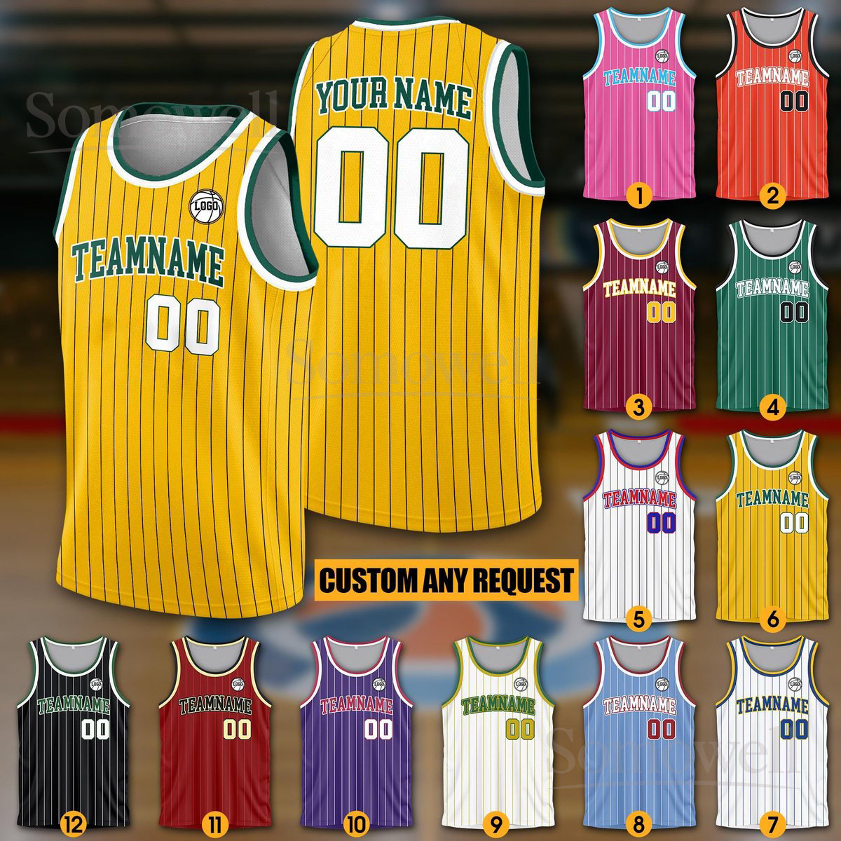 Personalized Team Name Number Basketball Jersey for Adult Youth Kid Custom Sleeveless Sports Tank Top Multi Color Edition