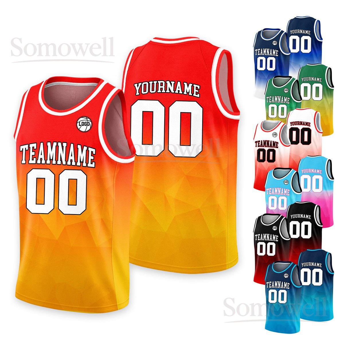 Personalized Team Name Number Basketball Jersey Tank Top for Adult Youth Kid Custom Uniform Multi Color Edition