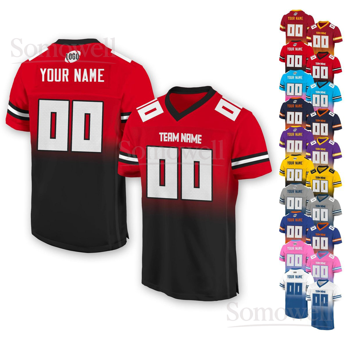 Personalized Team Name Number Football Jersey Custom For Adult Youth Preschool Matching Outfit Multi Color Edition