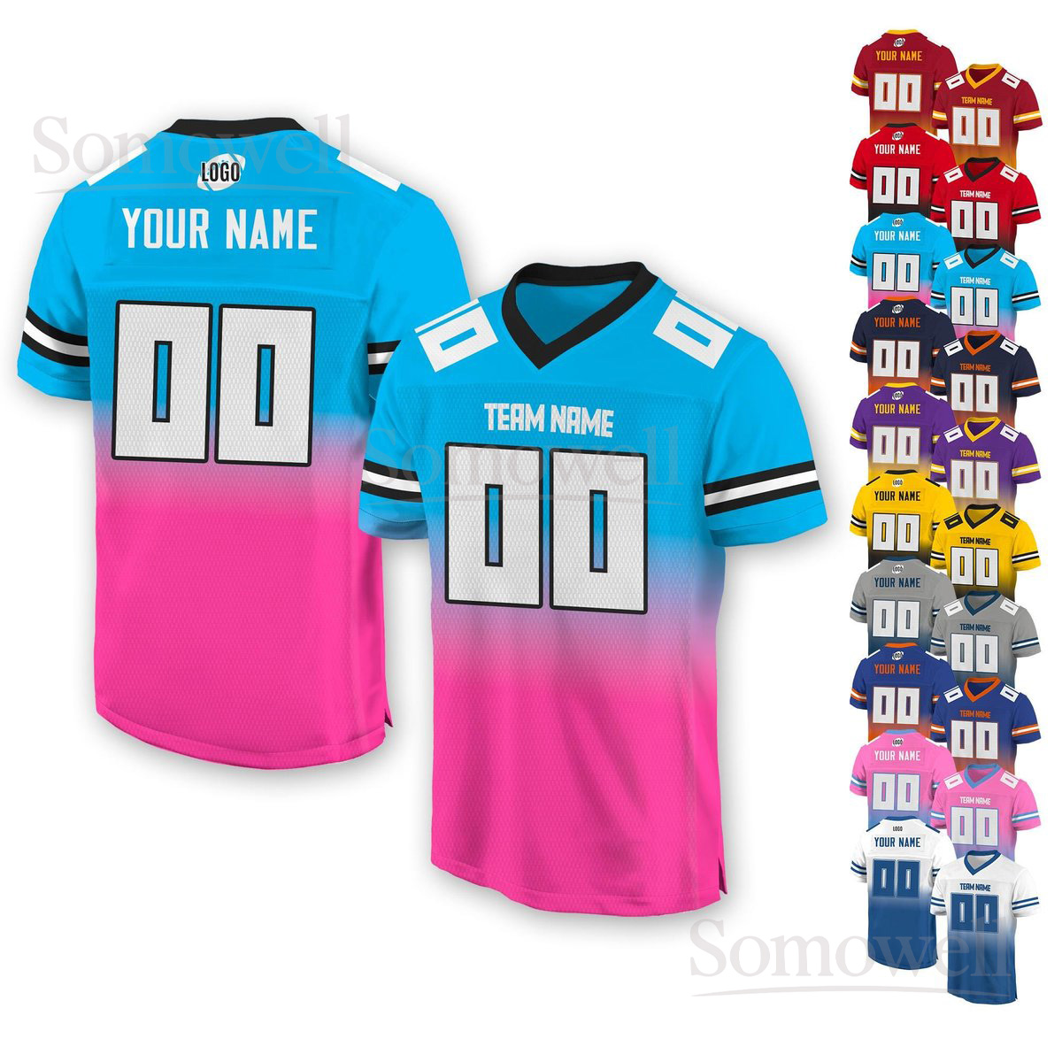 Personalized Team Name Number Football Jersey Custom For Men Women Youth Preschool Multi Color Edition