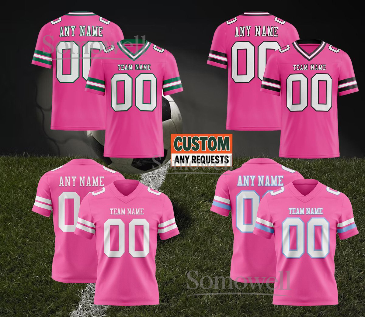 Custom Personalized Football Jersey for Adults and Kids with Team Name and Number